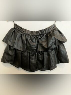 Stella McCartney Black Faux Leather Tiered Mini Skirt